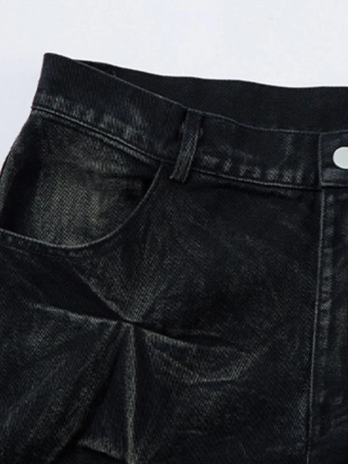 Men's Wide Leg Jeans with Ruched Detail