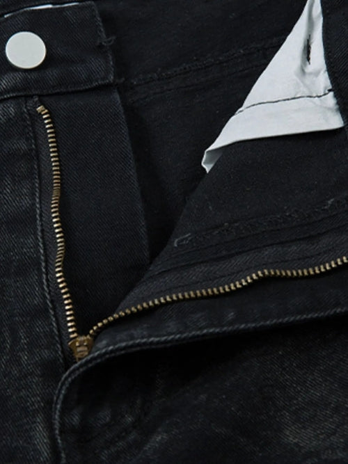 Men's Wide Leg Jeans with Ruched Detail